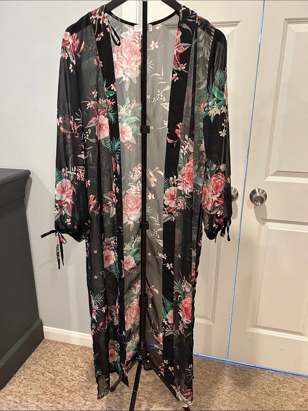 Ten Sixty Sherman Black Floral Sheer Duster